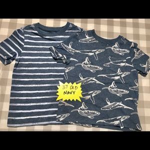 2 blue coordinating t-shirts